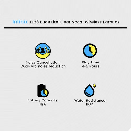 Infinix XE23 Buds Lite Clear Vocal Wireless Earbuds Infinix XE23 Buds Lite Clear Vocal Wireless Earbuds